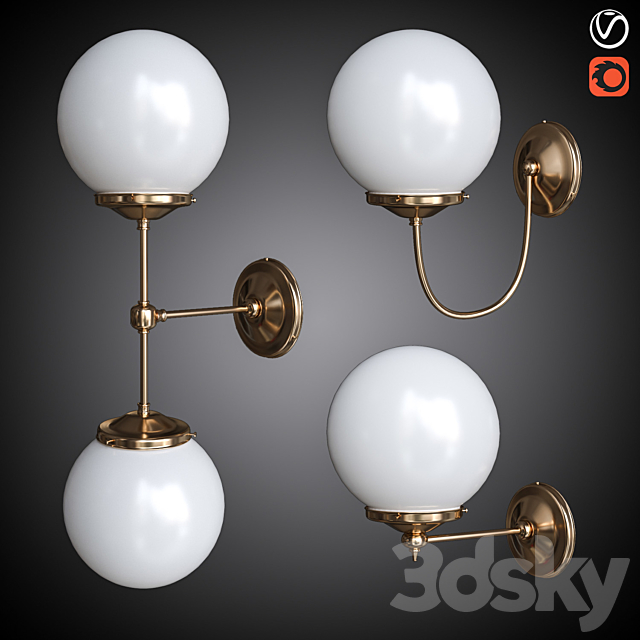 Chandelier and sconce set MULLAN 3DS Max Model - thumbnail 2