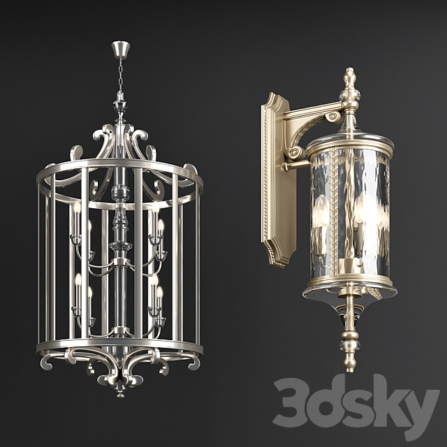 Chandelier and Wall Lamp 3DSMax File - thumbnail 1