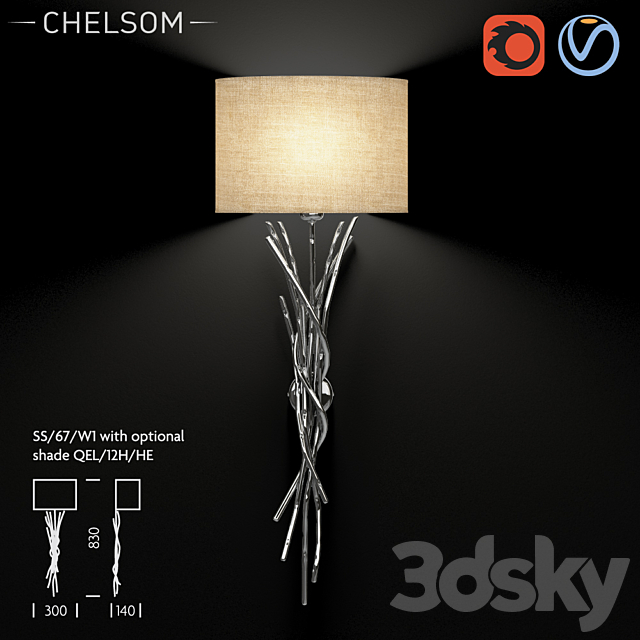 Chelsom Silver Sculpture SS 67 W1 wall lamp 3ds Max - thumbnail 1