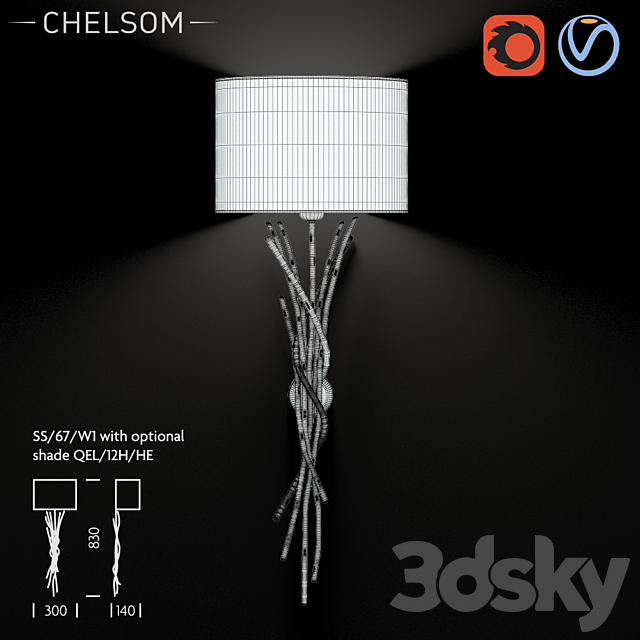 Chelsom Silver Sculpture SS 67 W1 wall lamp 3ds Max - thumbnail 2