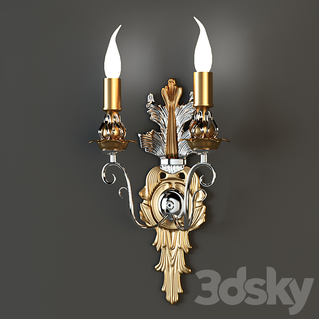 Classic wall Light Gold 3DS Max Model - thumbnail 2