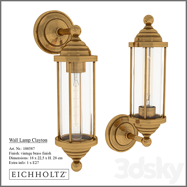 Clayton Wall Lamp by Eichholtz 3DSMax File - thumbnail 1