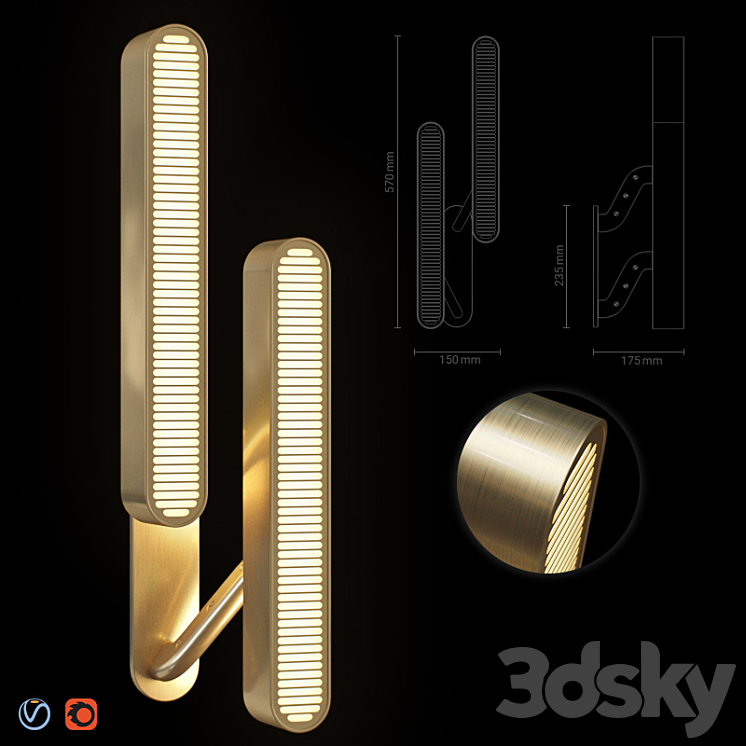 Colt Double Wall Light 3DS Max - thumbnail 1