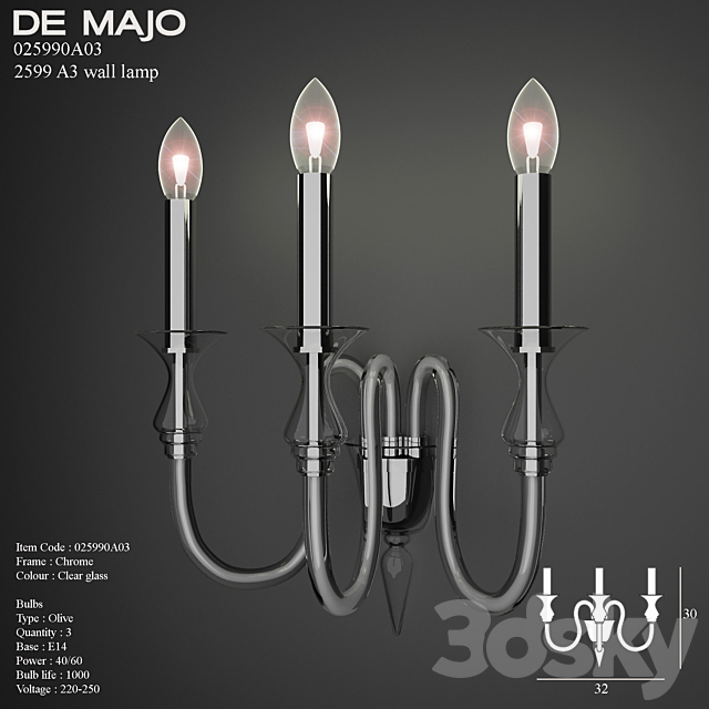 De majo2599A3 wall lamp 3DSMax File - thumbnail 2