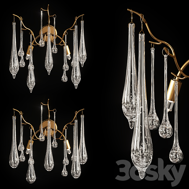 Designer wall lamp with drop hangers SUNWISE 3ds Max - thumbnail 1