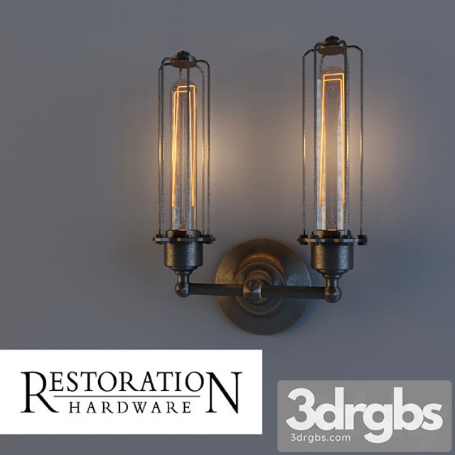 edison caged double sconce gunmetal 3dsmax Download - thumbnail 1