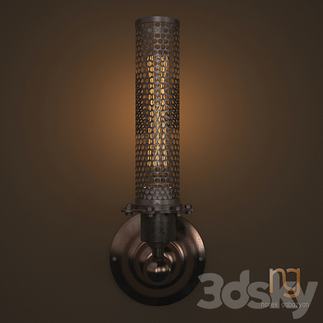 Edison Perforated Metal Sconce 3DS Max Model - thumbnail 2