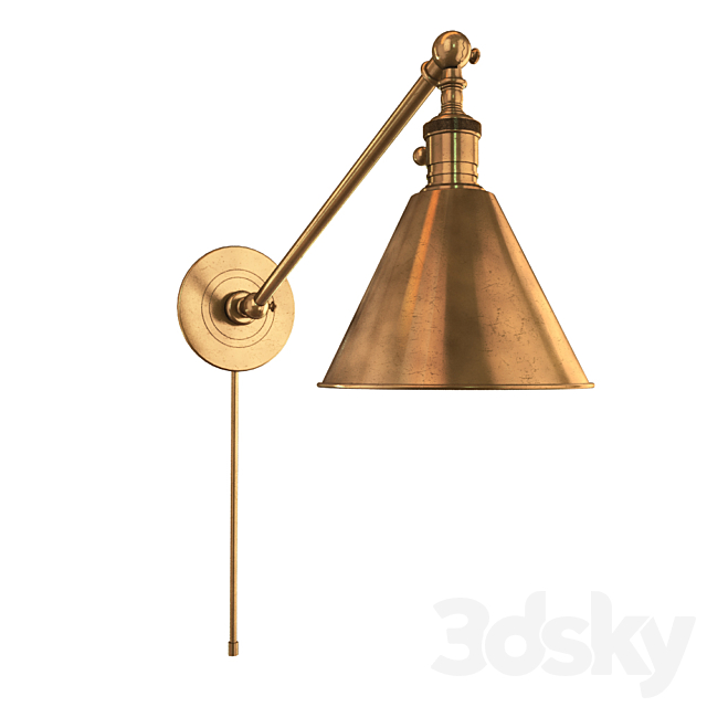 EF Chapman Boston 18 inch 60 watt Hand-Rubbed Antique Brass Single Arm Library Wall Light 3ds Max - thumbnail 1