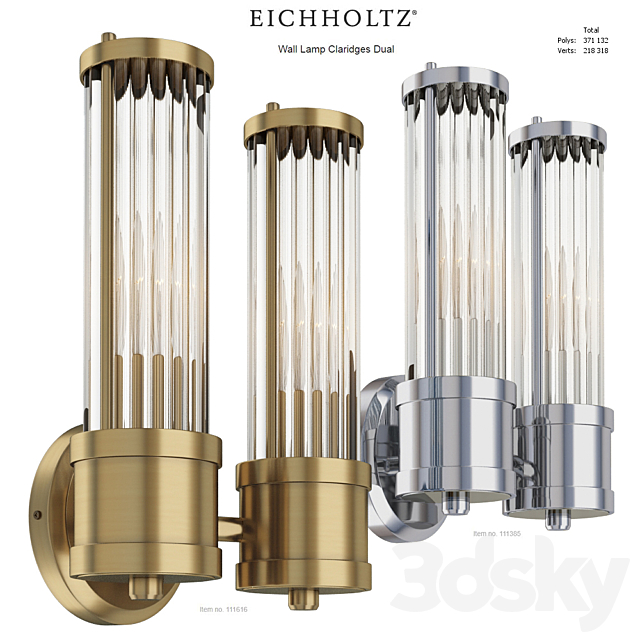 EICHHOLTZ Wall Lamp Claridges Dual 111616 111385 3ds Max - thumbnail 1