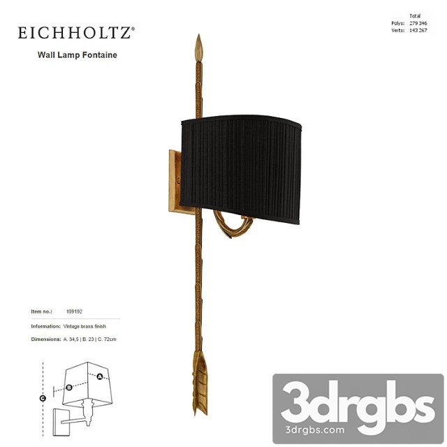 Eichholtz Wall Lamp Fontaine 109192 3dsmax Download - thumbnail 1