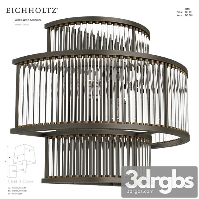 Eichholtz wall lamp mancini 111172 111516 3dsmax Download - thumbnail 1