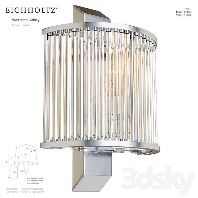 EICHHOLTZ Wall lamp Oakley 111248 111249 3DSMax File - thumbnail 1