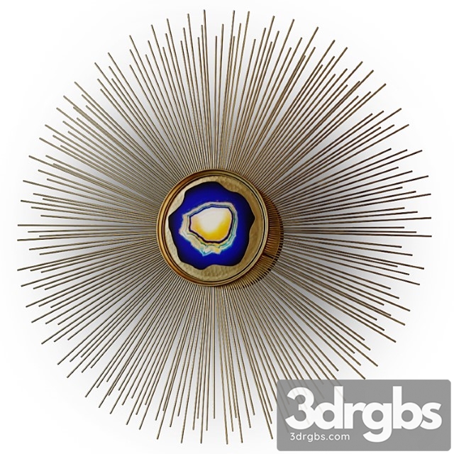 Elegant polished blue agate starburst wall light 3dsmax Download - thumbnail 1