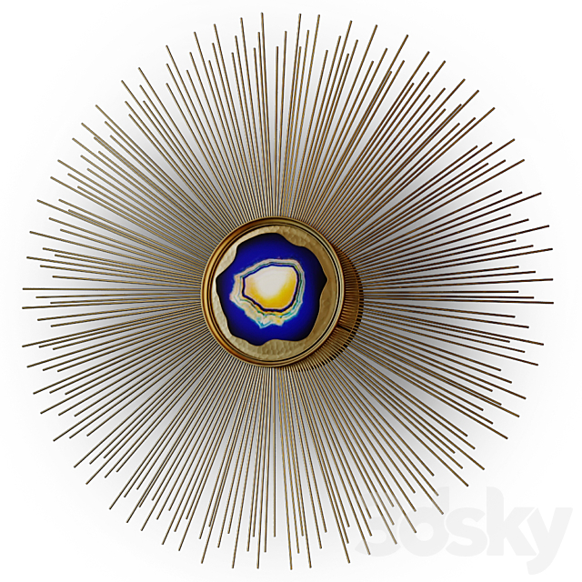 Elegant Polished Blue Agate Starburst Wall Light 3DSMax File - thumbnail 1