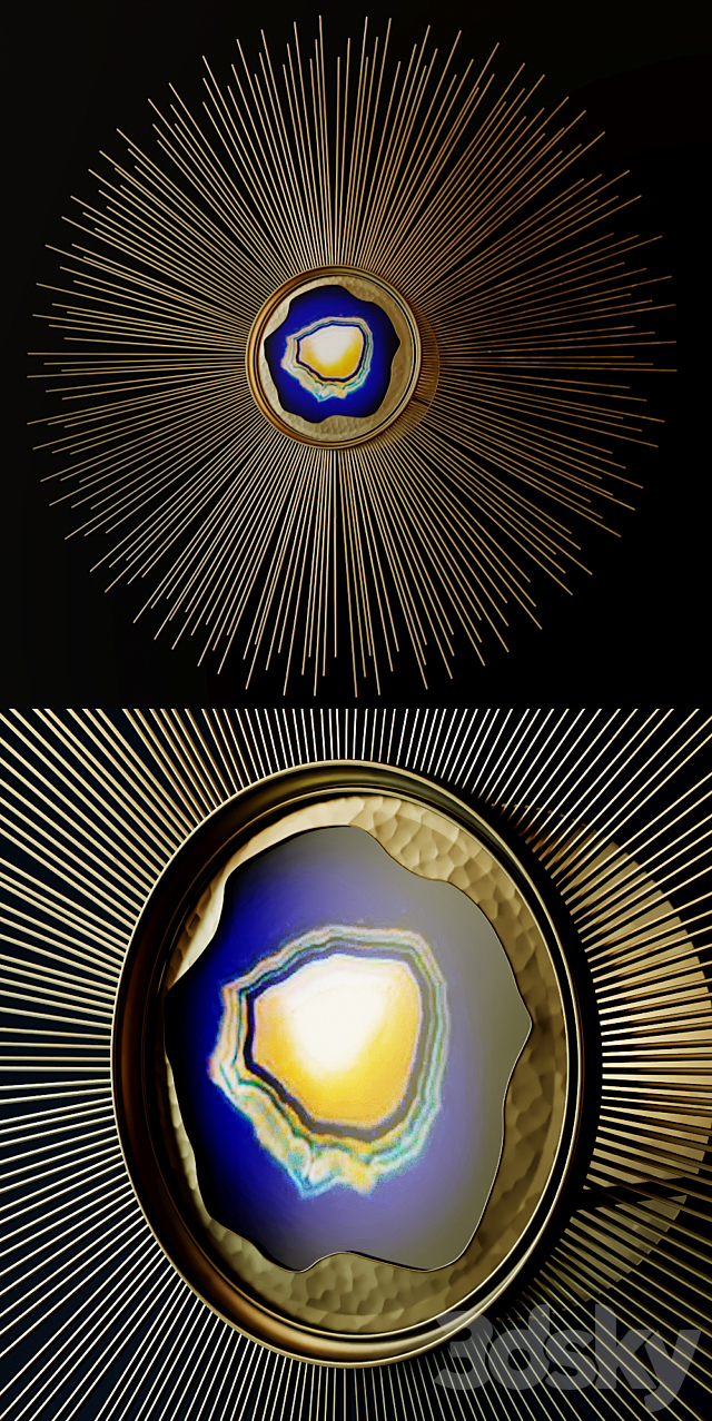 Elegant Polished Blue Agate Starburst Wall Light 3DSMax File - thumbnail 2