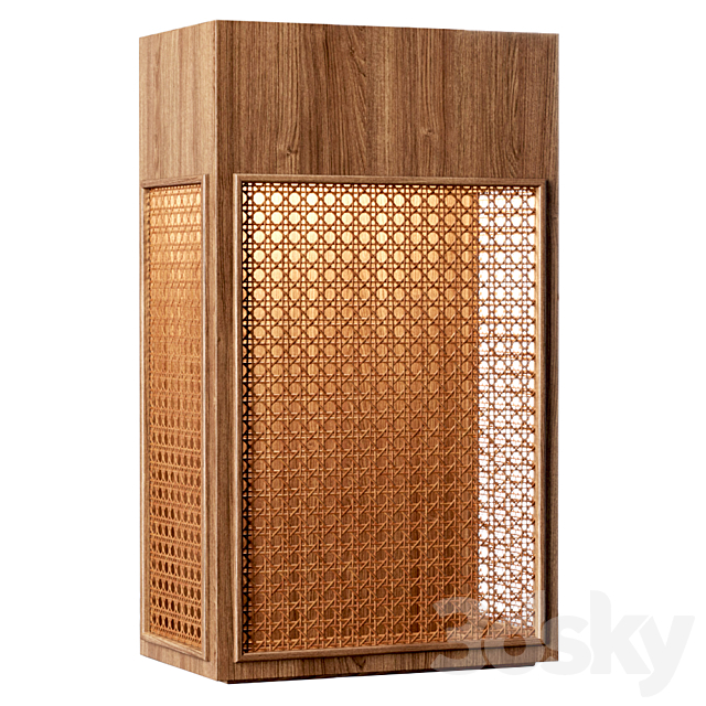 Florence rattan wall lantern FV3 _ Rattan wall lamp 3DS Max Model - thumbnail 2