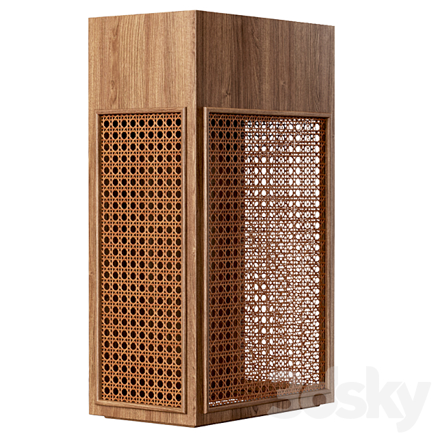 Florence rattan wall lantern FV3 _ Rattan wall lamp 3DS Max Model - thumbnail 3