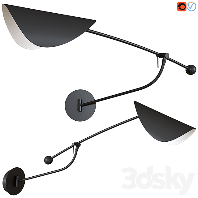 Funambule Adjustable Contemporary Metal Wall Light 3ds Max - thumbnail 1