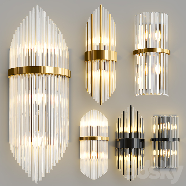 Glass Sconce Collection 3DS Max Model - thumbnail 1