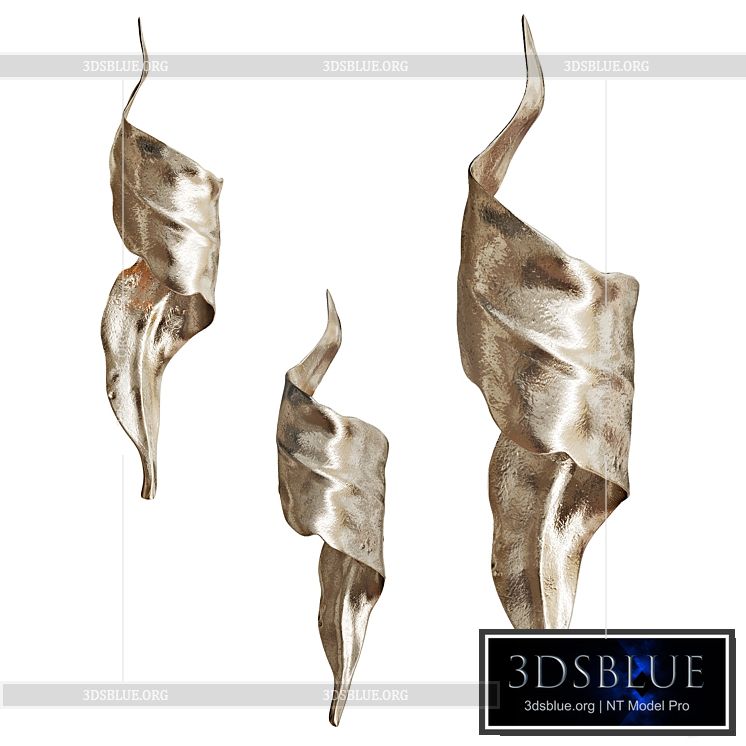 Golden wall sconce LEAF | VetviStore 3DS Max - thumbnail 3