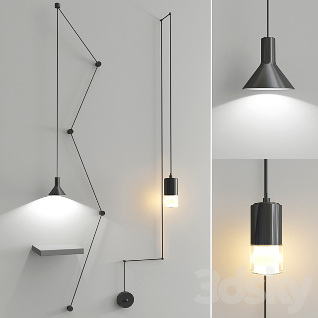 Groppi Hanging & Wireflow FreeForm Lamp 3ds Max - thumbnail 1