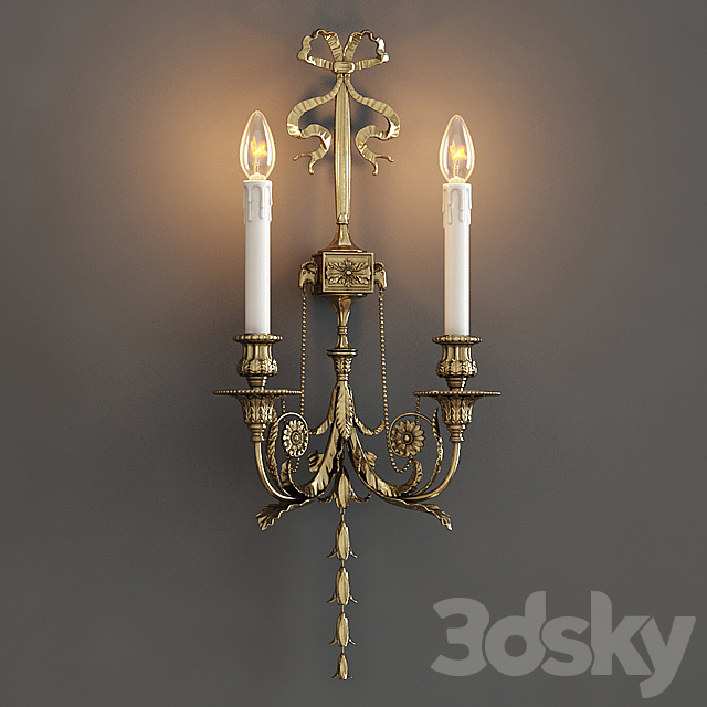 Guilded Ormolu Wall Lights with Lamps 3DS Max Model - thumbnail 1