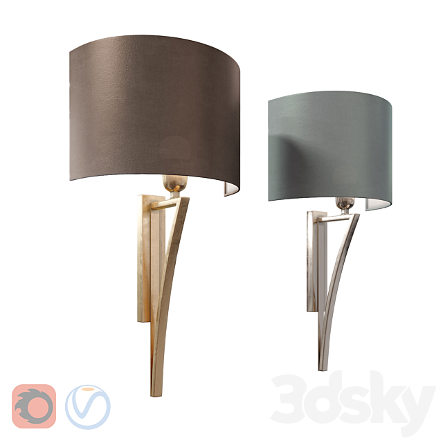 Heathfield Yves Nickel Wall Light 3ds Max - thumbnail 1