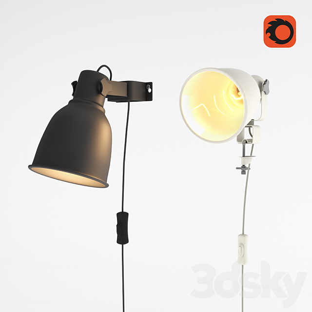 HEKTAR Wall mounted spotlight _ lamp with clip 3ds Max - thumbnail 1