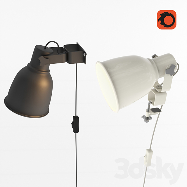 HEKTAR Wall mounted spotlight _ lamp with clip 3ds Max - thumbnail 2