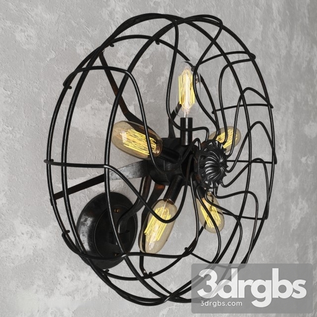 Industrial Fan Wall Lighting Fixture 3dsmax Download - thumbnail 1