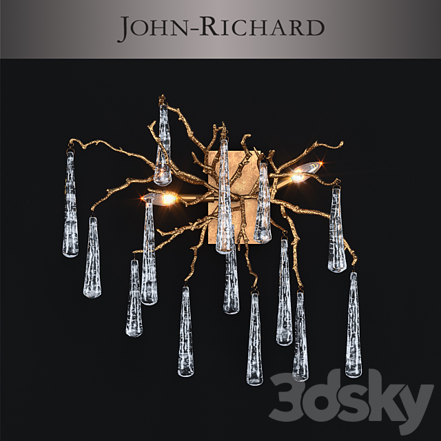 John-Richard Brass and Glass Teardrop Two-Light Wall Sconce 3ds Max - thumbnail 1