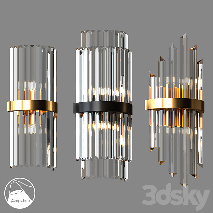 LampsShop.com B4106 Sconce Gold Glass Stick 3DS Max - thumbnail 1