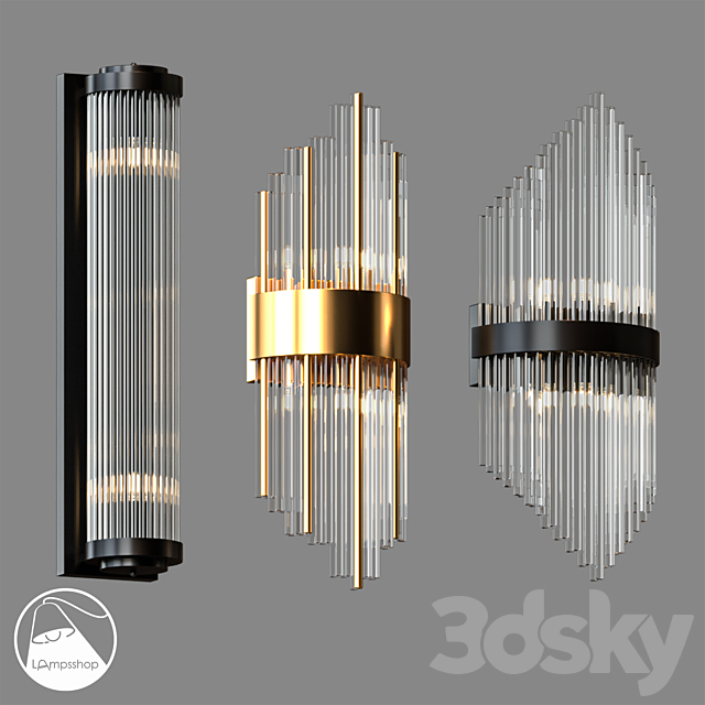 LampsShop.com B4106 Sconce Gold Glass Stick 3DSMax File - thumbnail 3