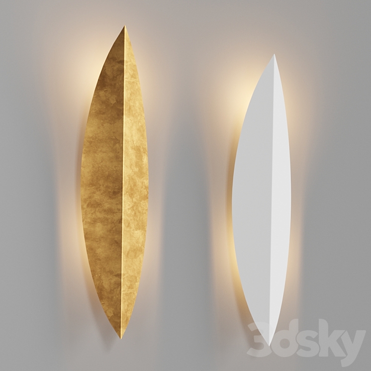 Loftconcept Art Deco Leaf Wall Lamp Gold and White 3DS Max - thumbnail 1