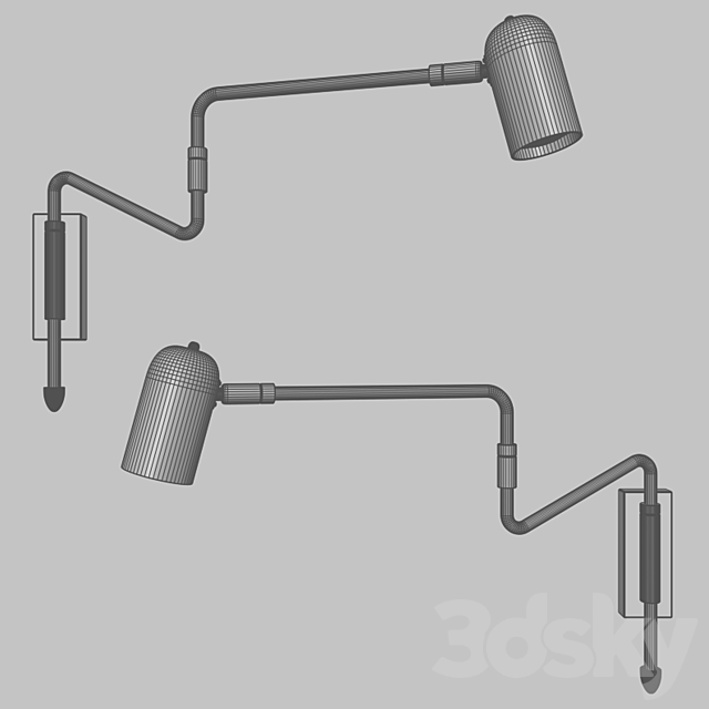 Long-Arm retractable wall lamp 3DS Max Model - thumbnail 2