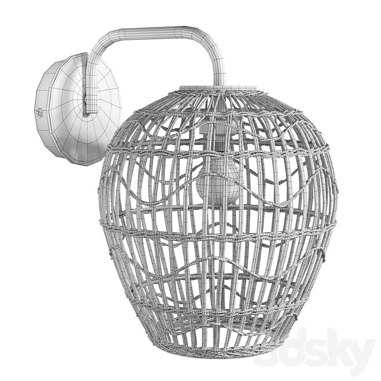 Martaban metal and rattan lamp 3DS Max Model - thumbnail 2