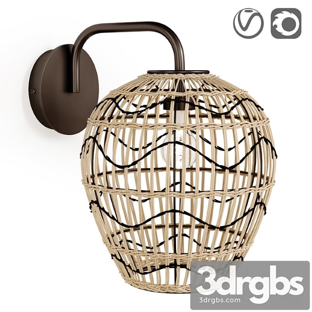 Martaban metal and rattan lamp - thumbnail 1