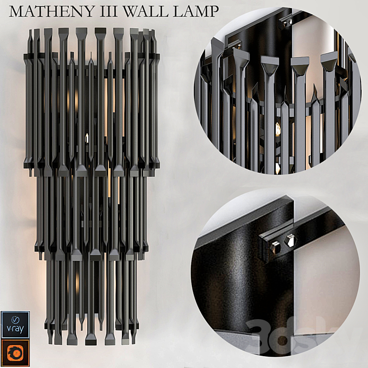 MATHENY III WALL LAMP by DELIGHTFULL Black 3DS Max - thumbnail 1