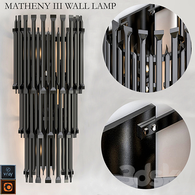 MATHENY III WALL LAMP by DELIGHTFULL Black 3DSMax File - thumbnail 1