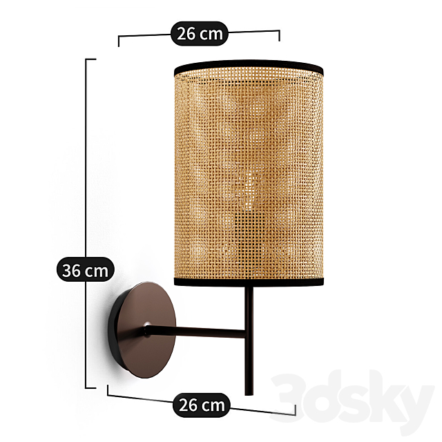 Metal and braided wall lamp Cara 3DS Max Model - thumbnail 4