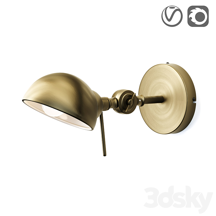 Metal wall lamp Kikan 3DS Max - thumbnail 1