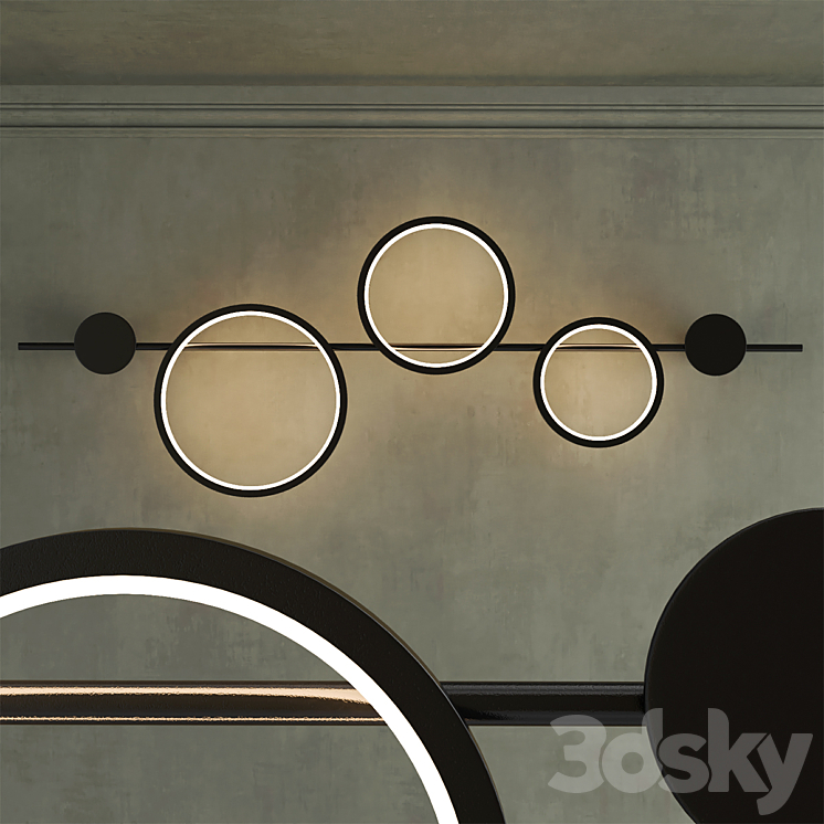 minimalist wall lamp 3DS Max - thumbnail 2