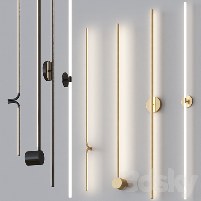 Minimalistic thin Wall lamps set 3DSMax File - thumbnail 1