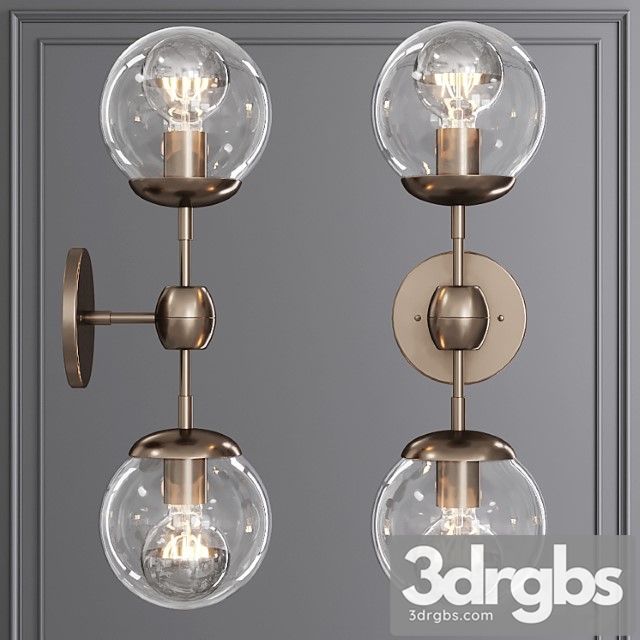 Modo sconce 2 globes bronze and clear glass 3dsmax Download - thumbnail 1