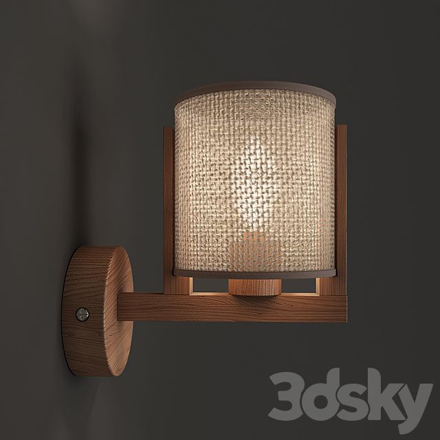 Moreno wall lamp with beige lampshade 3DS Max Model - thumbnail 2