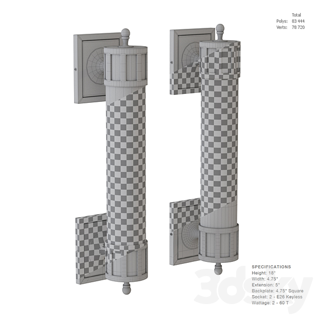 Openwork Medium Sconce 3ds Max - thumbnail 3