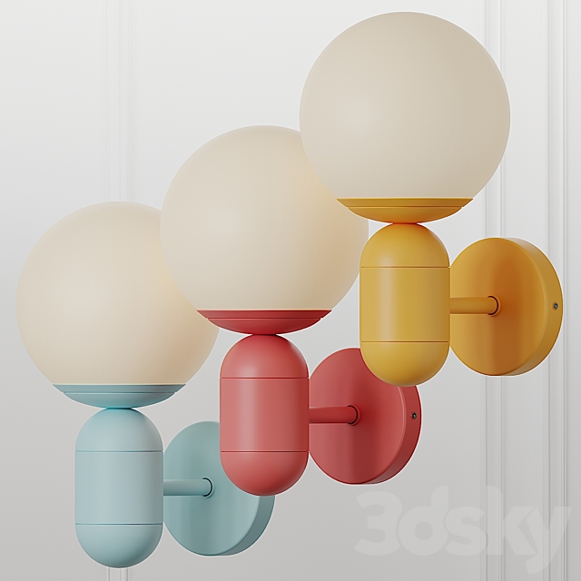 Orb Shade Child Bedroom Wall Light Blue 3ds Max - thumbnail 2