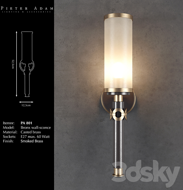 Pieter Adam Bronx Wall-Sconce PA 801 3DS Max Model - thumbnail 1