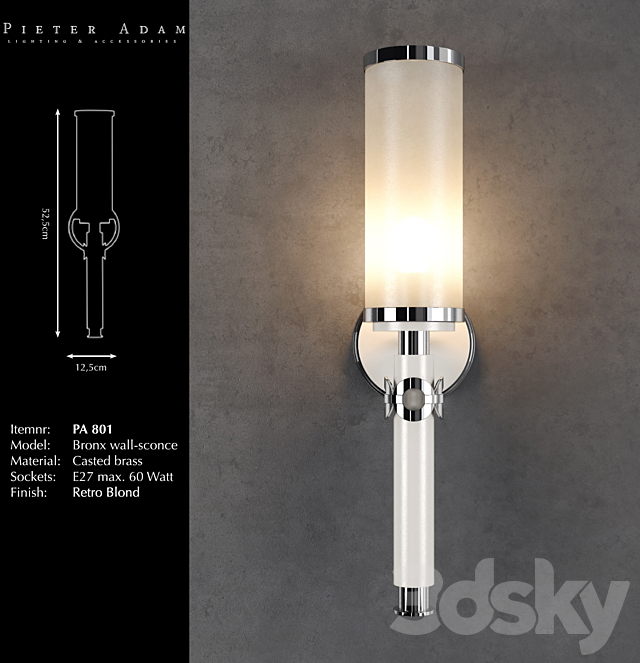 Pieter Adam Bronx Wall-Sconce PA 801 3DS Max Model - thumbnail 2