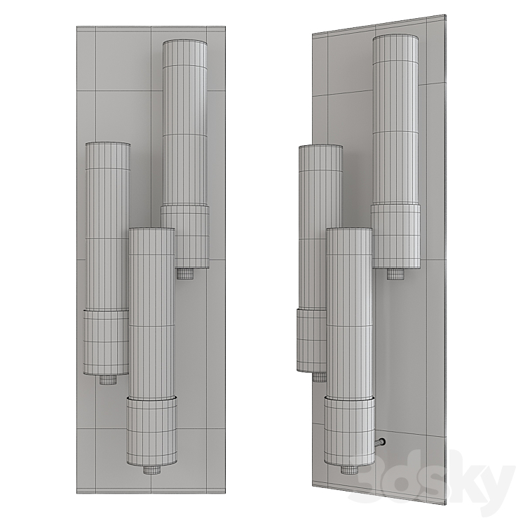 Pillar multilight wall sconce 3DS Max - thumbnail 2